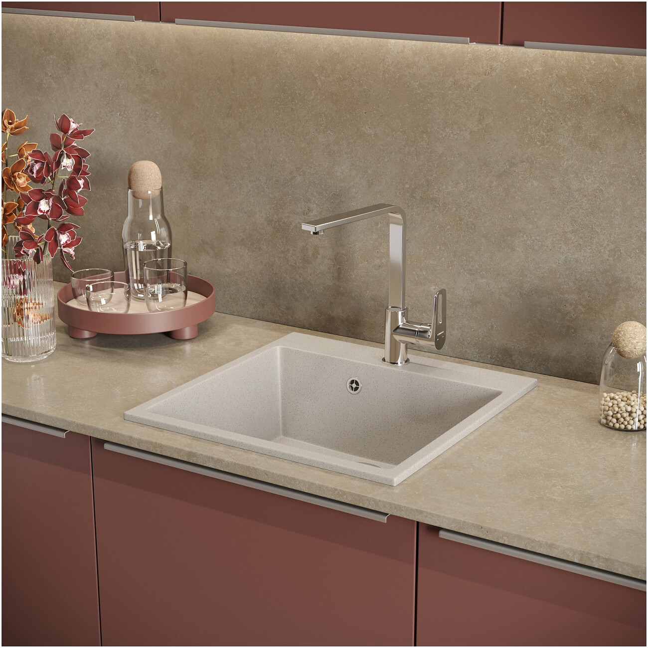 Мойка кухонная бежевая Domaci "Болонья" М-42-003 - изображение 8