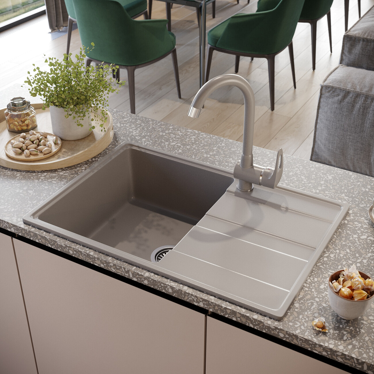 Мойка кухонная бетон Domaci "Солерно" DP 750-05 - изображение 3