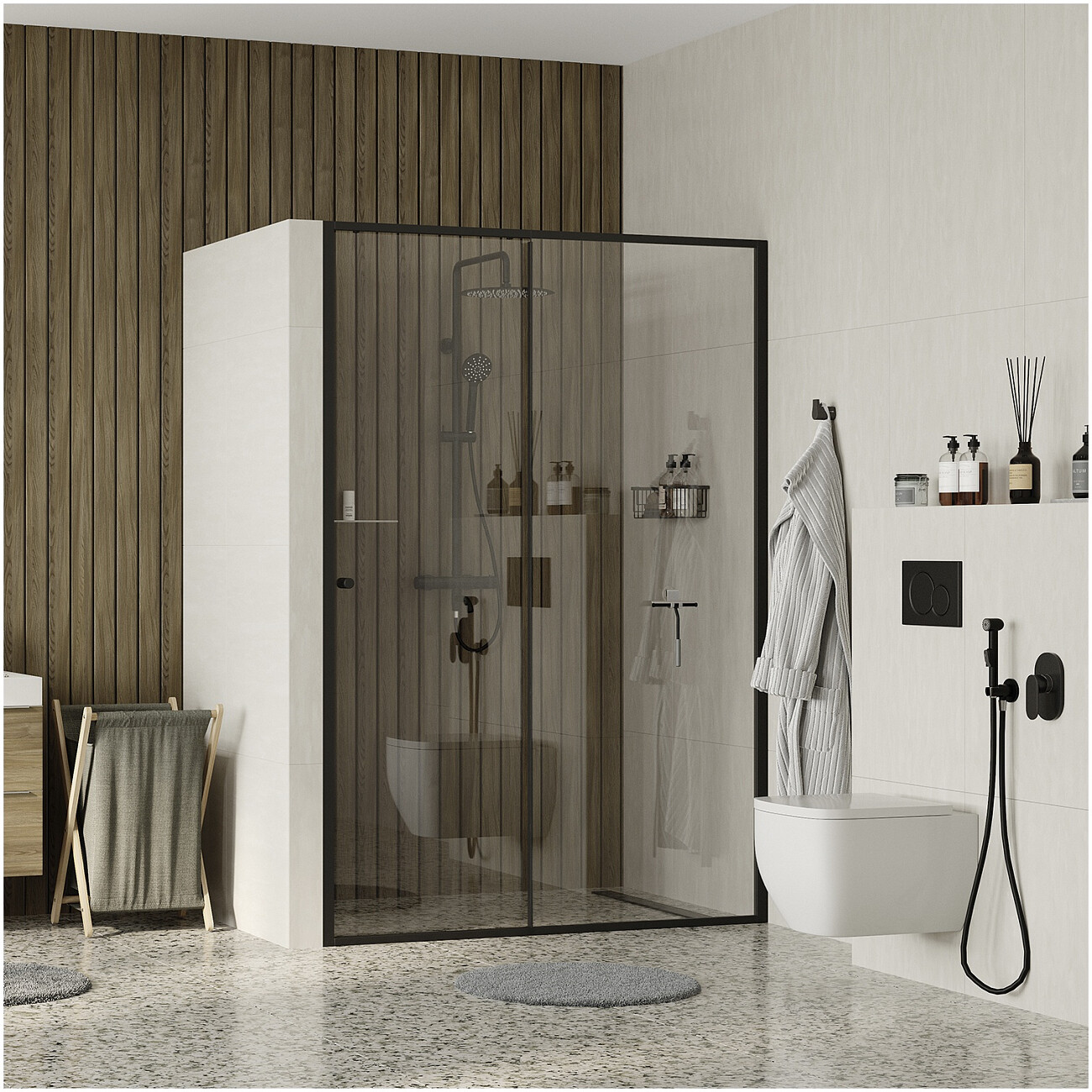 Душевая дверь раздвижная 120х200 см прозрачная, черная Wasserkraft Dill 61S05 - изображение 3