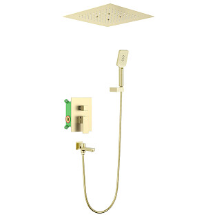 Душевой комплект встроенный с верхним душем и изливом золото матовое Timo Selene SX-2039-17SM