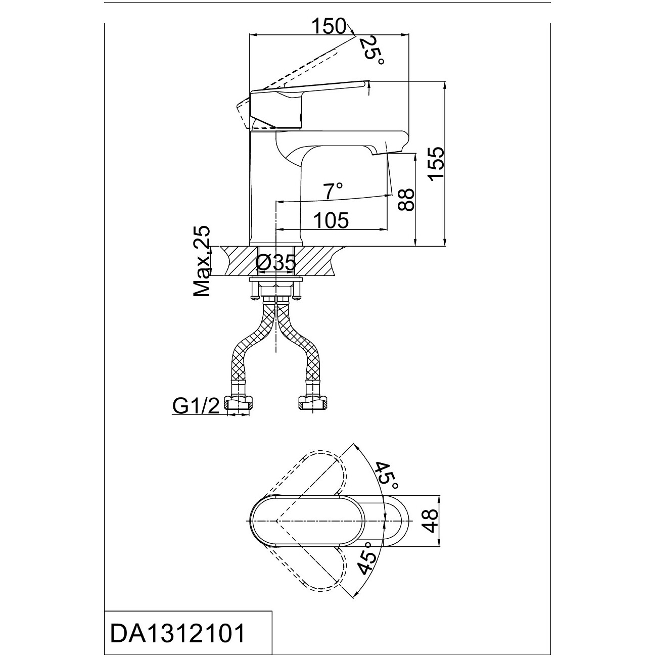 Смеситель для раковины однорычажный хром D&K Rhein Speyer DA1312101 - изображение 2