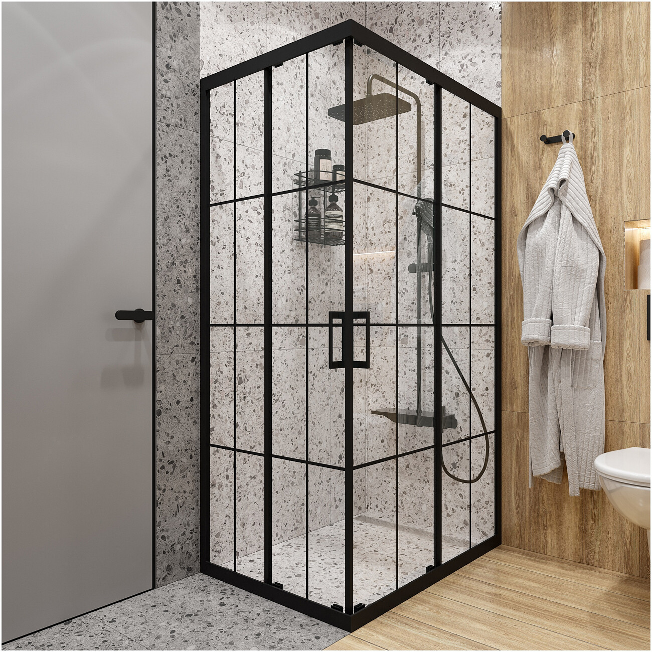 Душевой уголок прямоугольный 70х100 см черный Diwo "Киров" - изображение 2