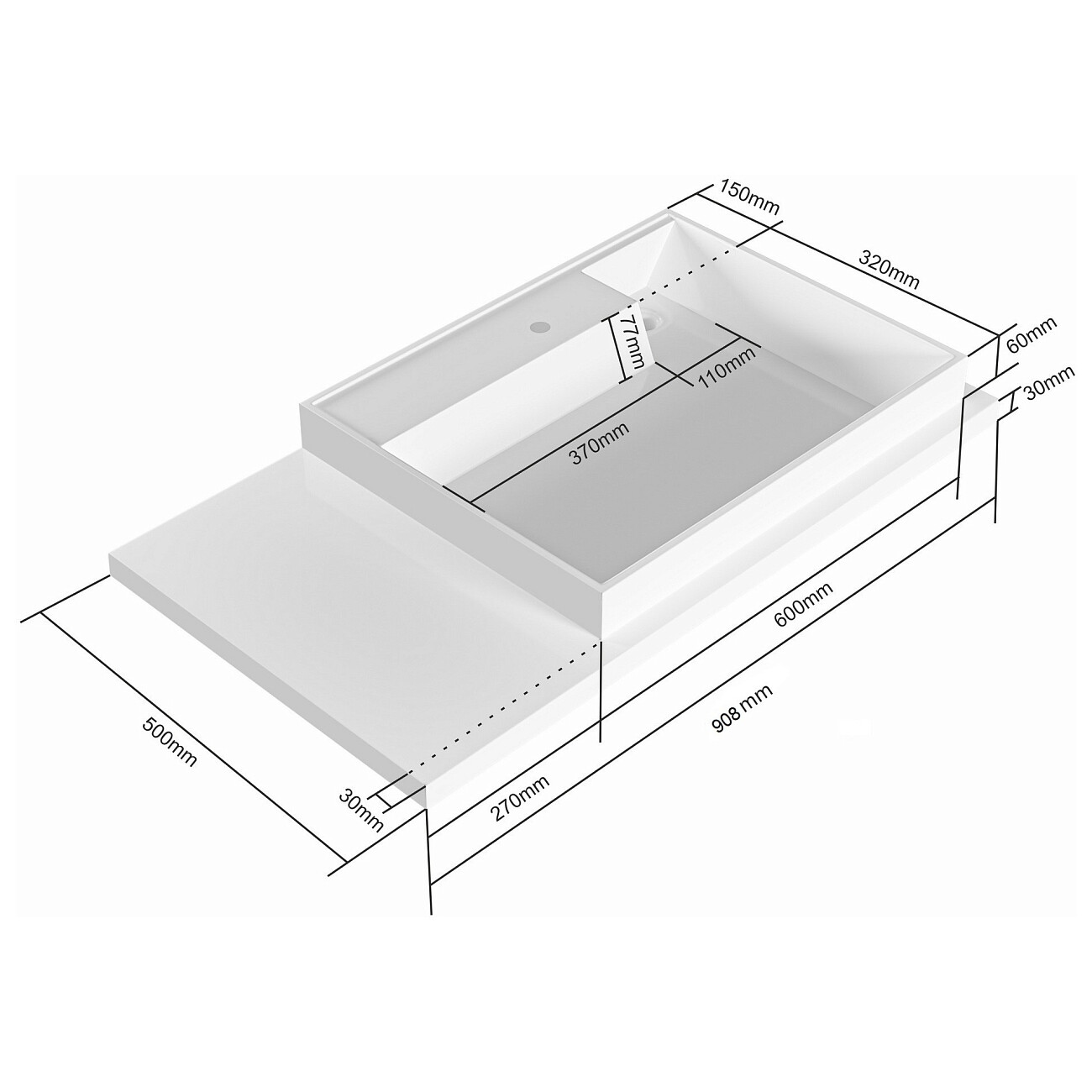 Раковина над стиральной машиной 50х90 см белая "Юпитер" 900128 - изображение 8