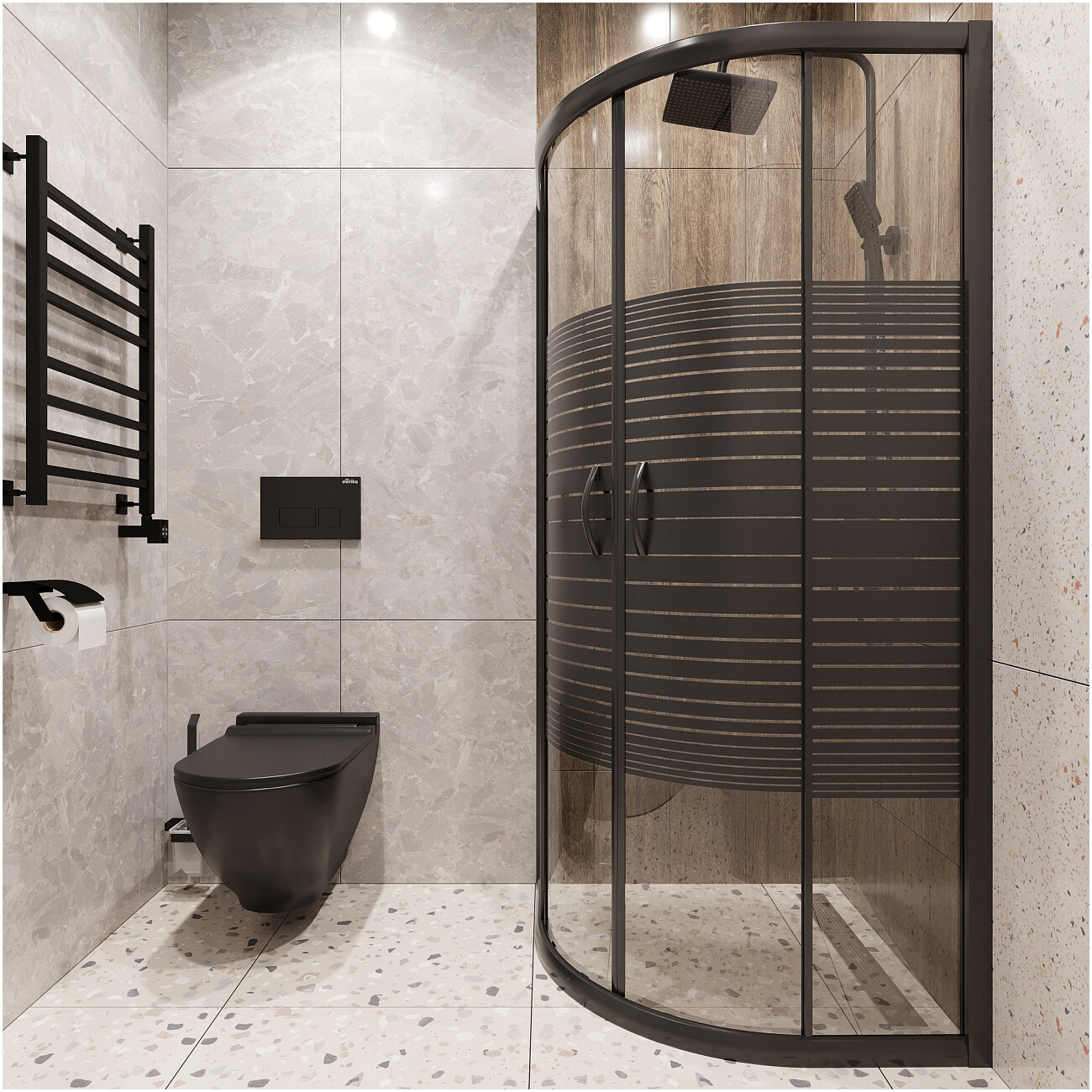 Душевой уголок четверть круга 80х80 см черный Diwo "Брянск" DS-BR-80х80-BL - изображение 4