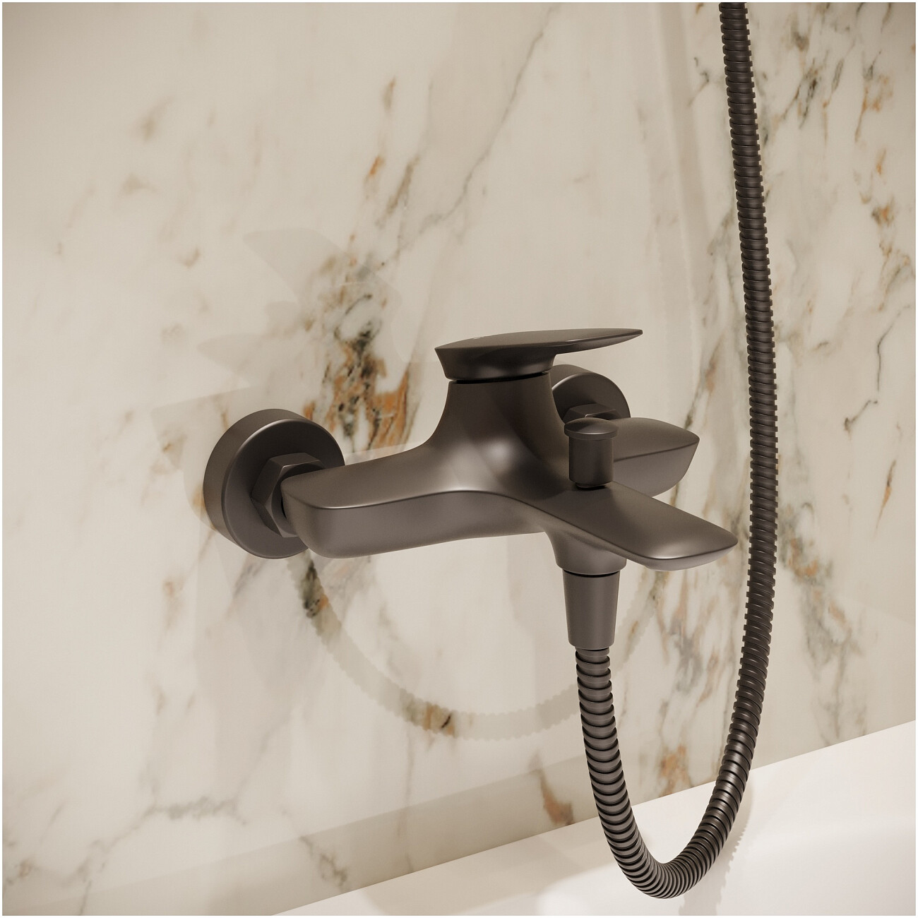 Смеситель для ванны с душем настенный черный Stworki "Молде" S23100BK - изображение 5