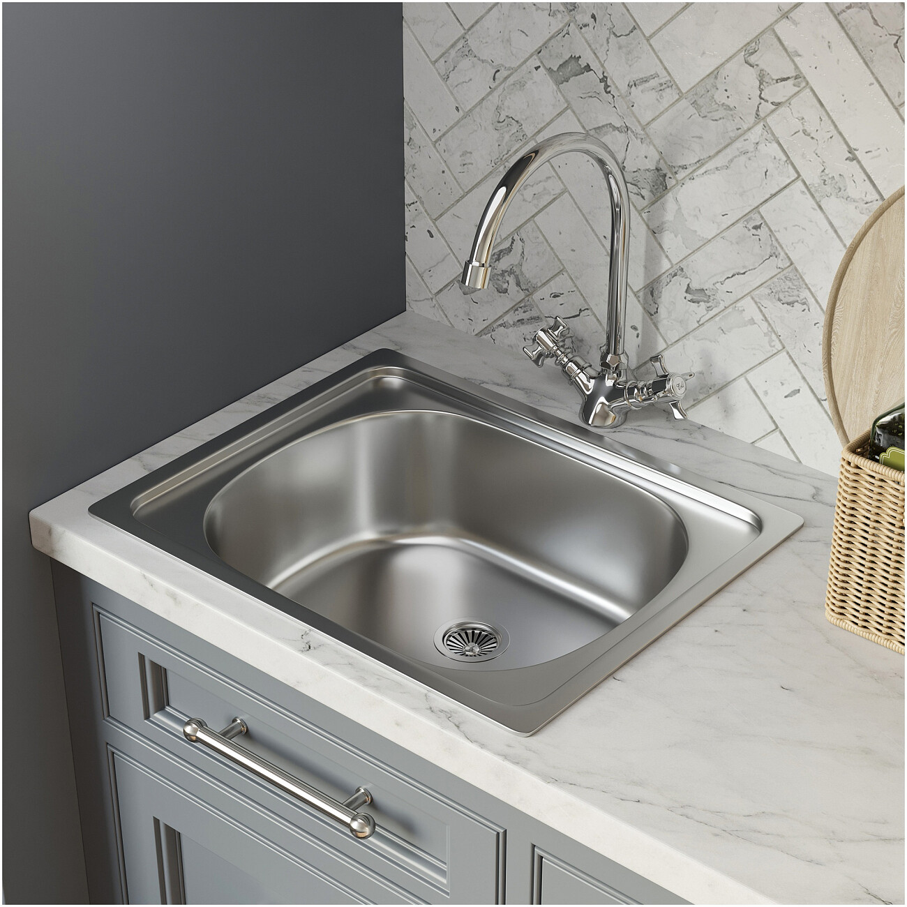 Смеситель для кухни двухвентильный хром Domaci "Равенна" D1700000 - изображение 3