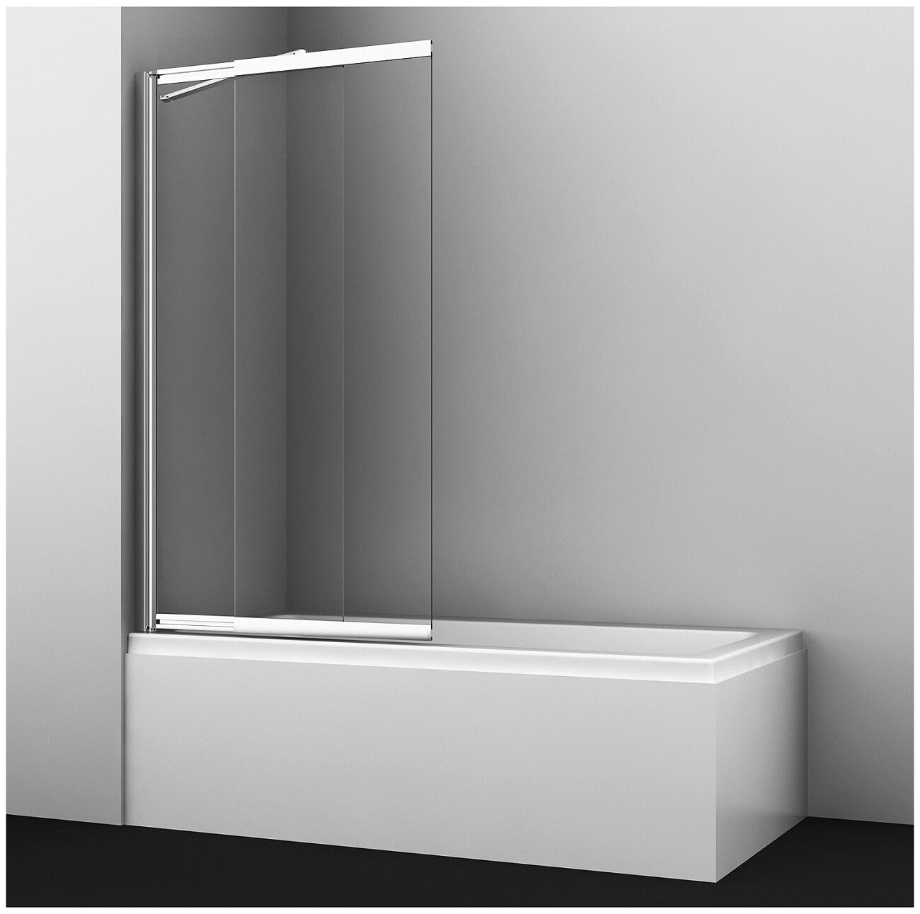 Шторка на ванну стеклянная 140х80 см прозрачная, хром Wasserkraft Main 41S02-80 Fixed - изображение 2