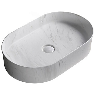 Раковина накладная фарфоровая овальная 35х50 см белый мрамор Cerutti SPA CR0055B MMW1