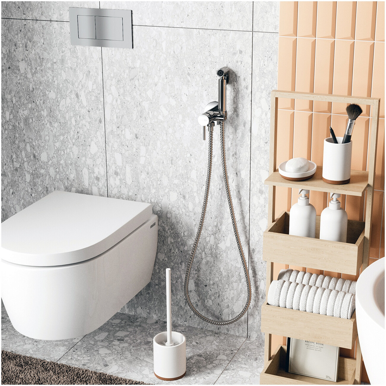 Гигиенический душ с встраиваемым смесителем хром A70138 - изображение 2