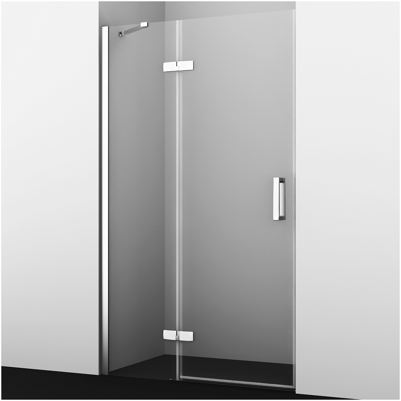 Душевая дверь распашная 120х200 см прозрачная, белая, хром Wasserkraft Aller 10H05LWHITE - изображение 3