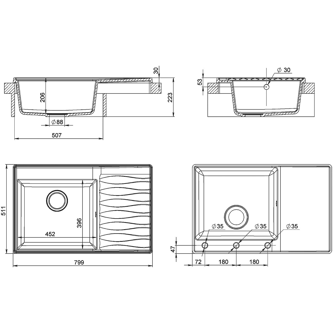 Мойка кухонная бежевая Domaci "Римини" DG 79-435 - изображение 2