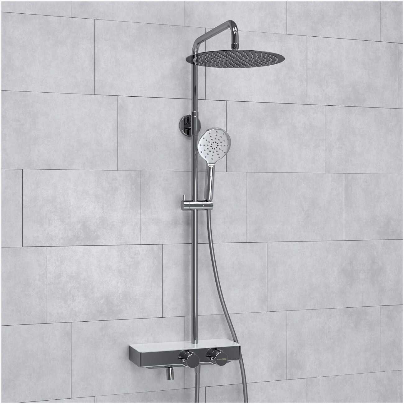 Душевой комплект с верхним душем и лейкой хром Wasserkraft A113.116.127.CH Thermo - изображение 2