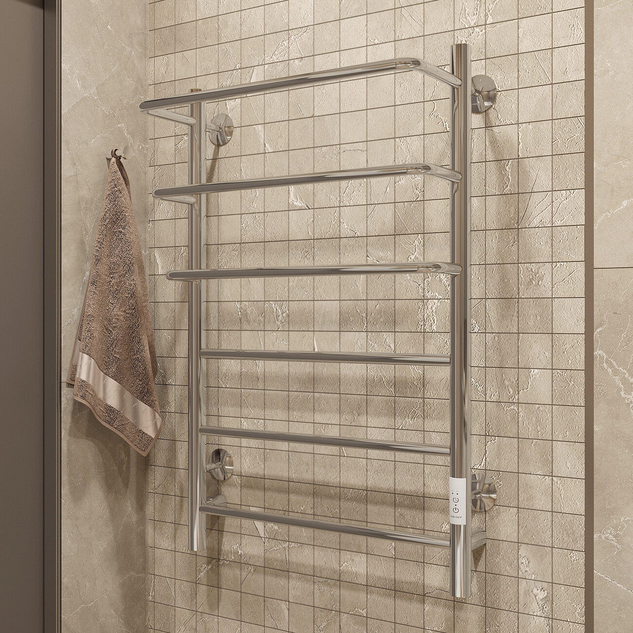 Полотенцесушитель электрический 80х50 см хром Ewrika "Сафо П" - изображение 3