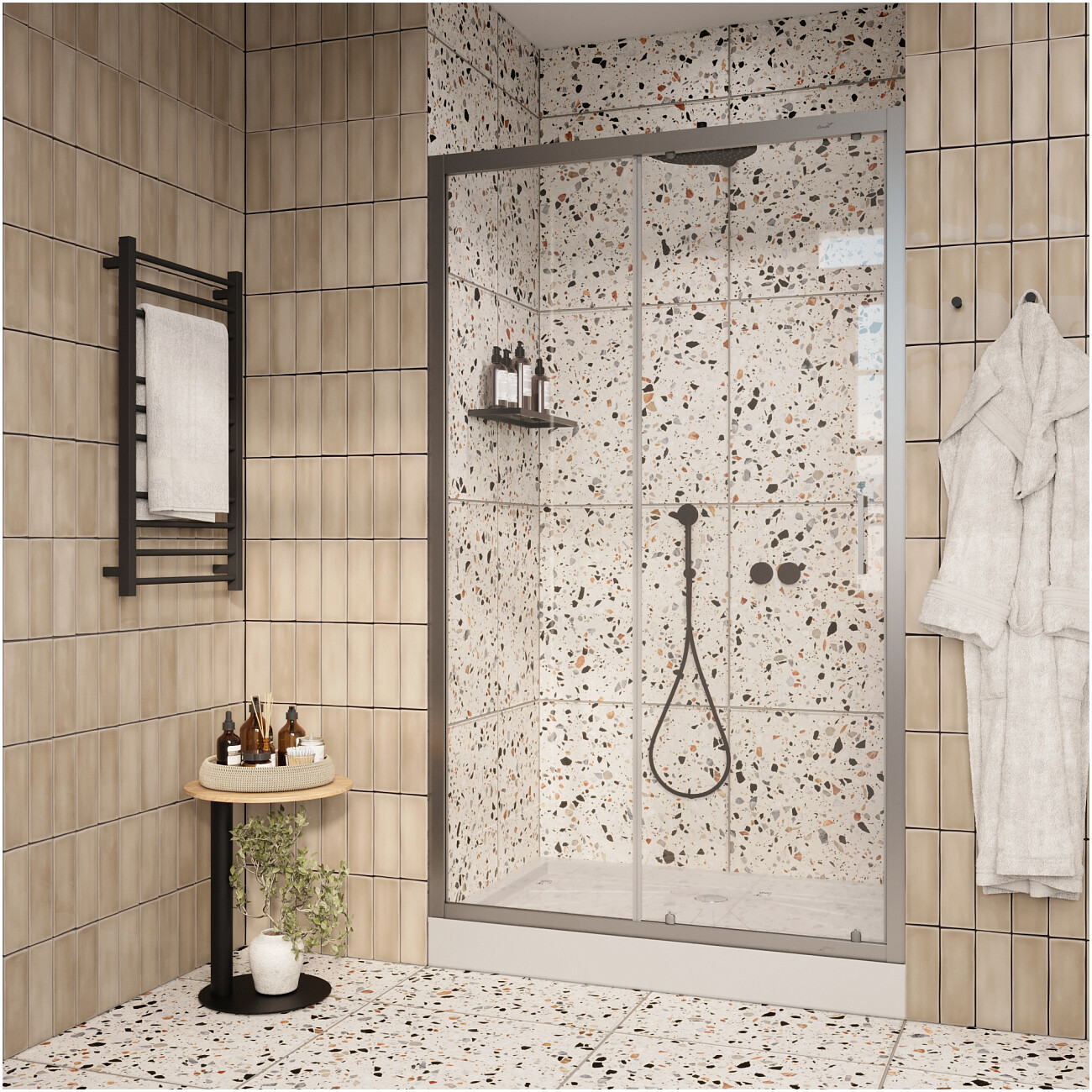 Дверь душевая в нишу 120х195 см прозрачная, хром Cerutti SPA GLORIA D120 - изображение 6