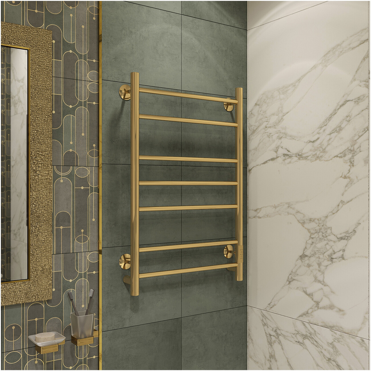 Полотенцесушитель электрический 80х50 см золотой Ewrika "Сафо" АС3 СафоАС380х50золЕ - изображение 3