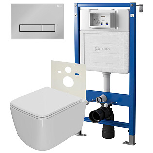 Унитаз Point &quot;Меркурий&quot; PN41831 с инсталляцией &quot;Элемент&quot; PN45120 с кнопкой &quot;Меркурий&quot; PN44831C