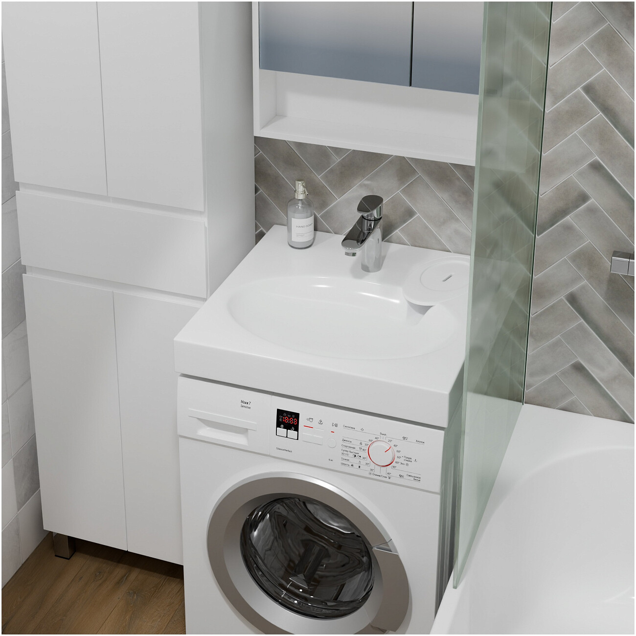 Раковина над стиральной машиной 60х60 см белая "Луна" 900103 - изображение 6