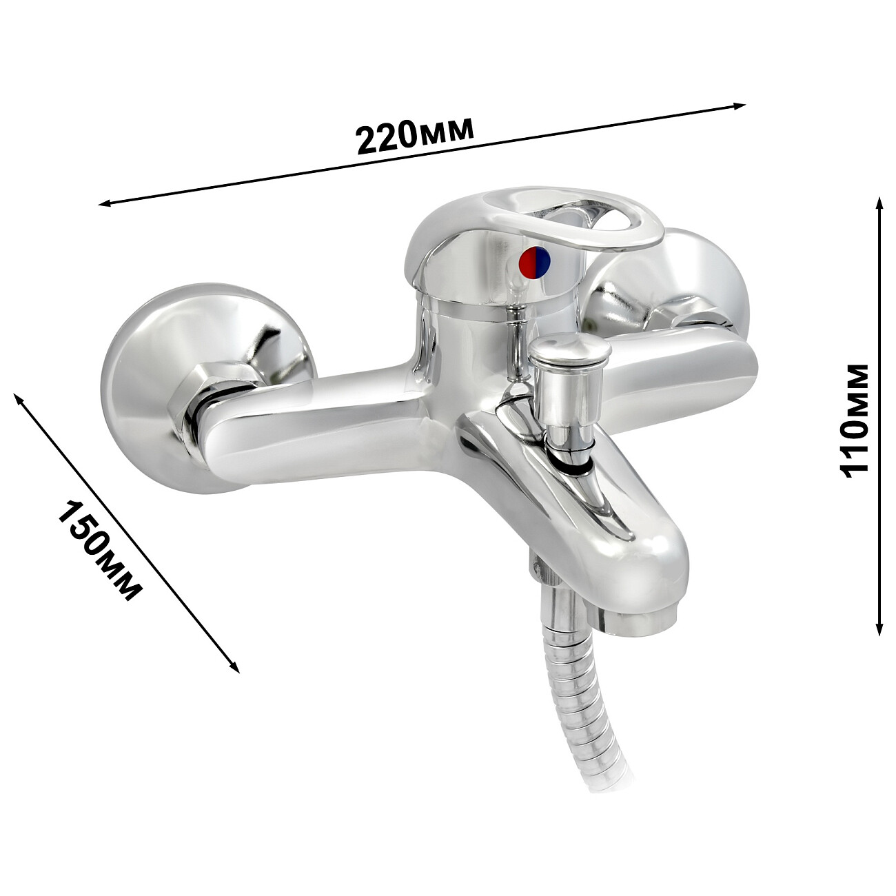 Смеситель для ванны однорычажный с душевым гарнитуром хром Juguni Phoenix JGN0220 0402.614 - изображение 10