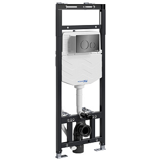 Инсталляция для подвесного унитаза с черной глянцевой кнопкой Wasserkraft Alme 15TLT.010.ME.PB02