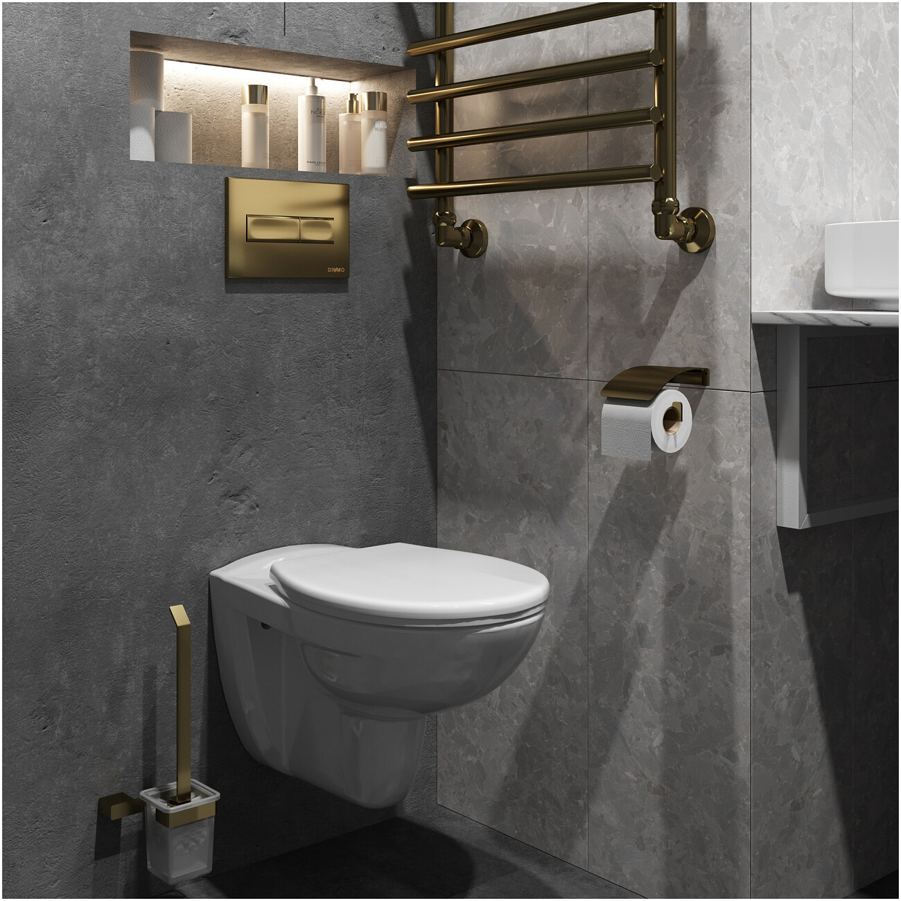 Инсталляция для унитаза с кнопкой смыва золотая Diwo 4501.7325 - изображение 8