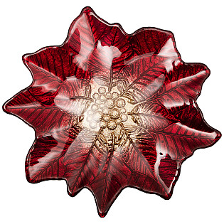 Фруктовница стеклянная красная Poinsettia Red Gold