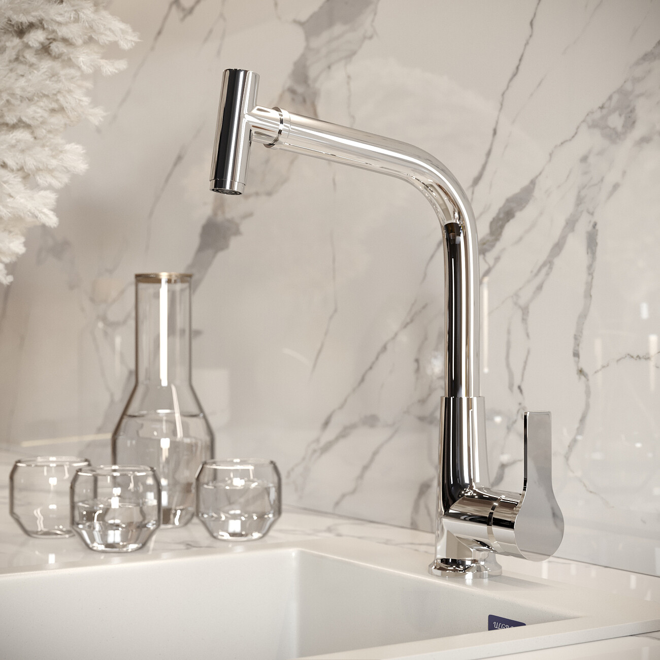 Смеситель для кухни с выдвижным изливом хром Mega Life MG-TK09 - изображение 6