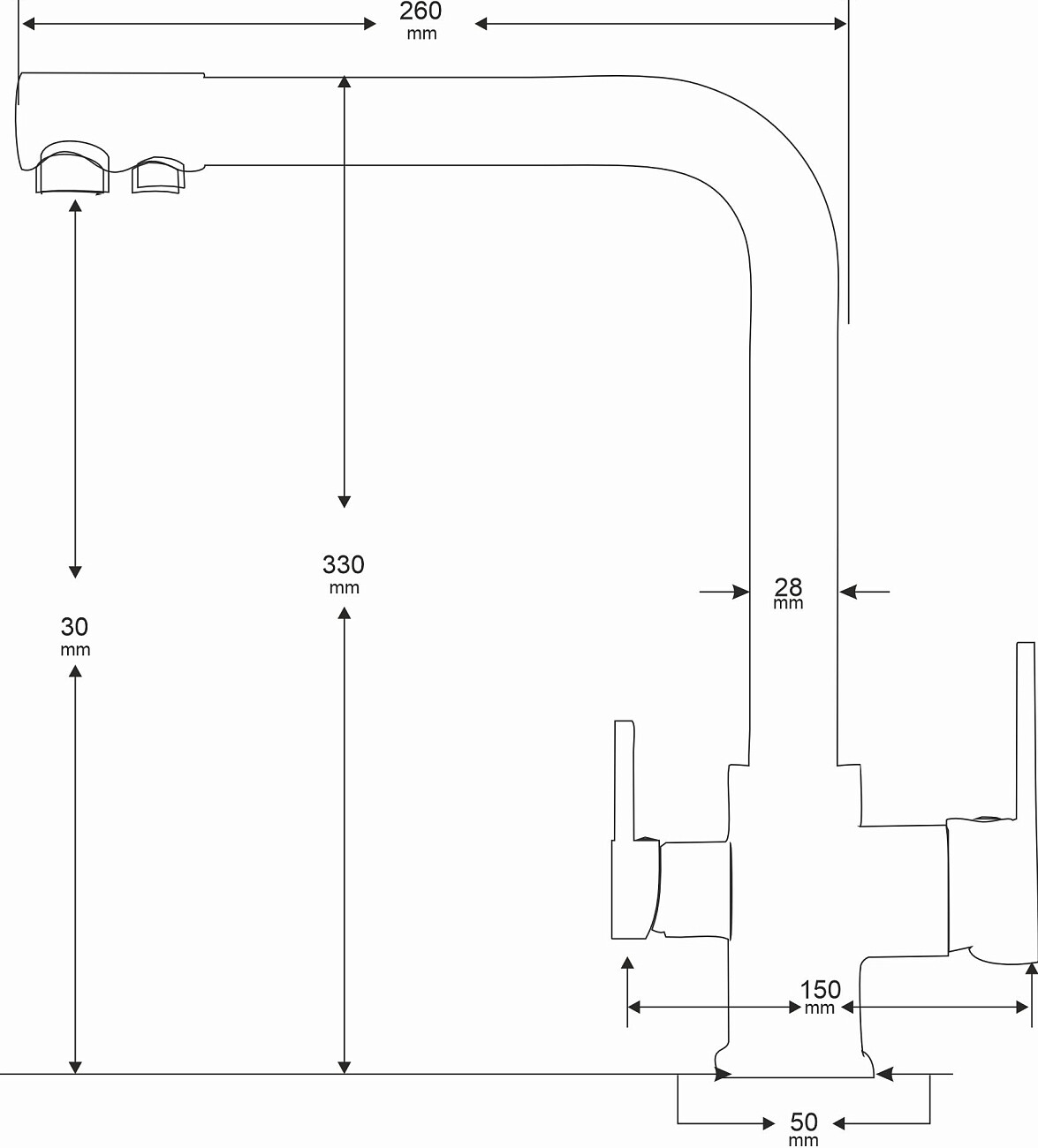 Смеситель для кухни с изливом для фильтрованной воды хром Mega Life MG-TK06 - изображение 3
