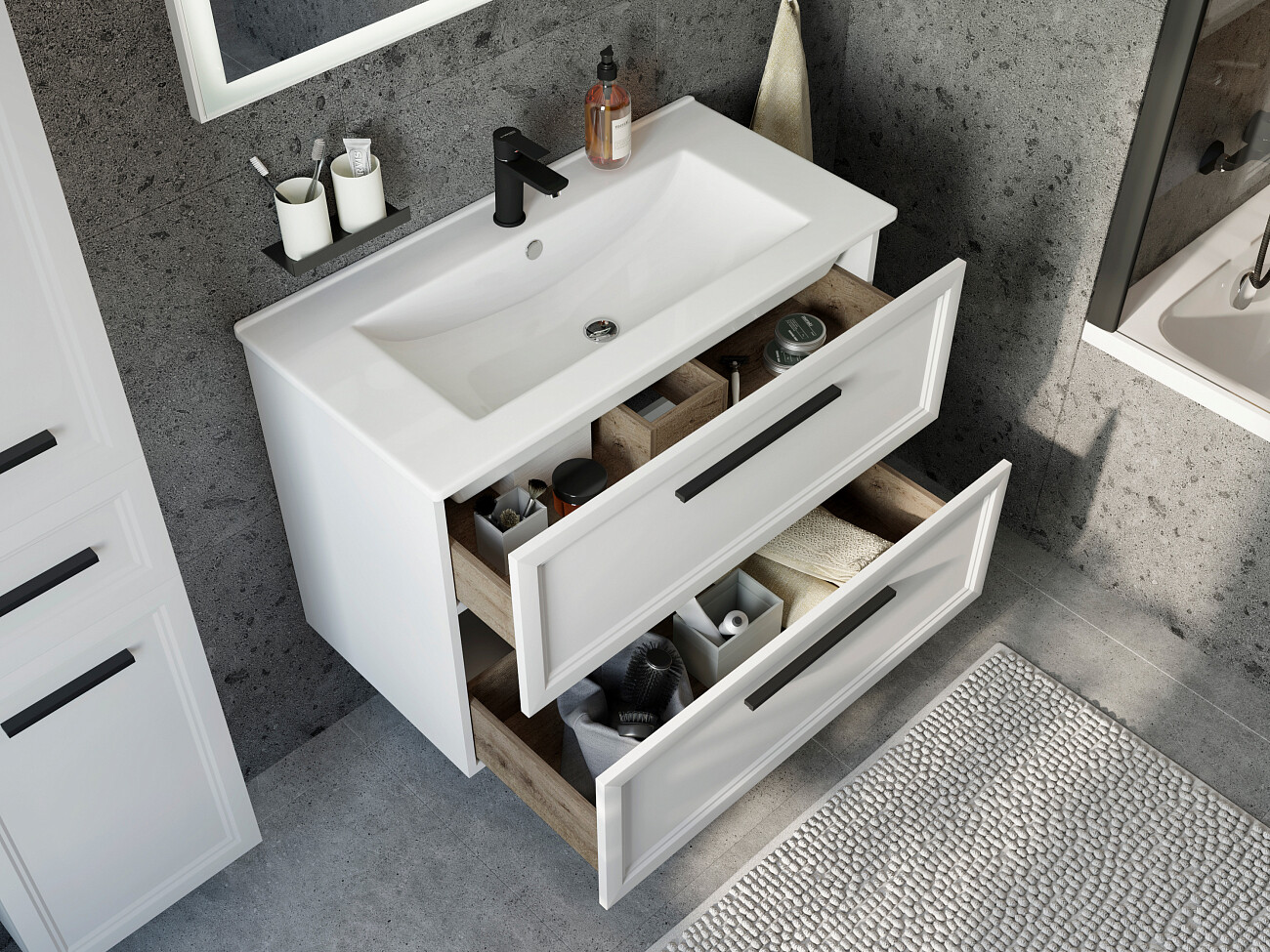 Раковина мебельная фарфоровая 90 см белая Quadro - изображение 4