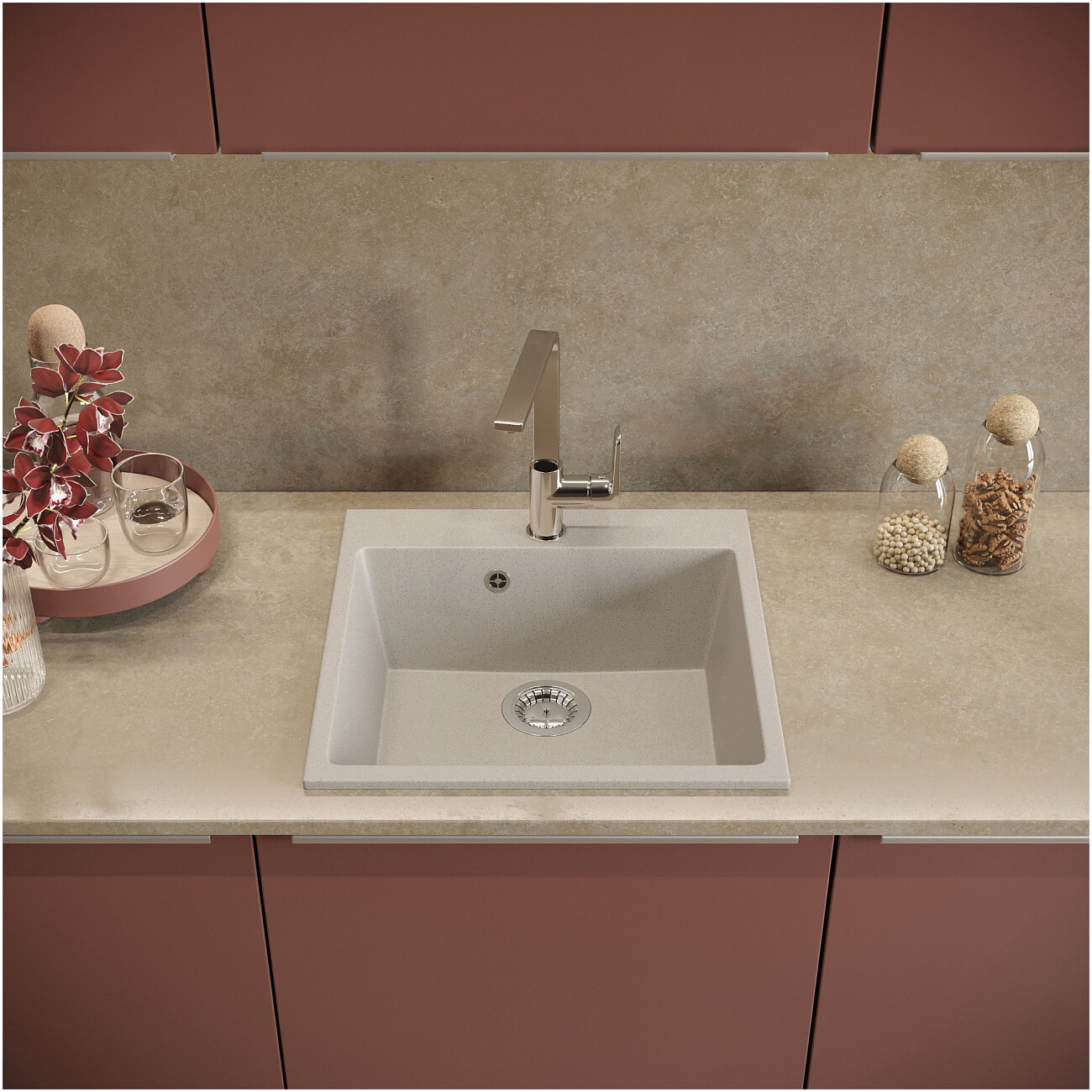 Мойка кухонная бежевая Domaci "Болонья" М-42-003 - изображение 7