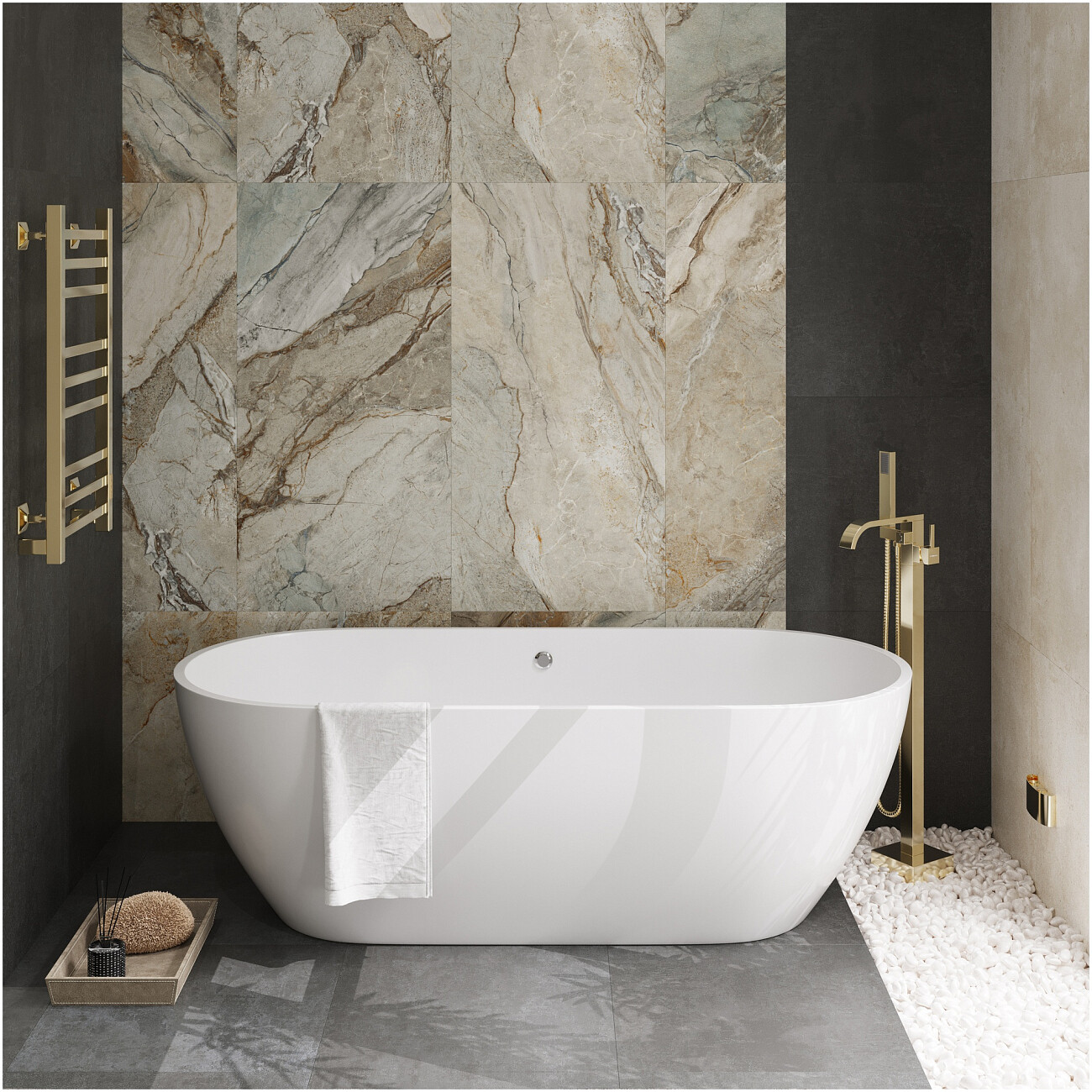 Смеситель напольный для ванны с душем золотой Stworki "Эстерсунд" S31080GG - изображение 3