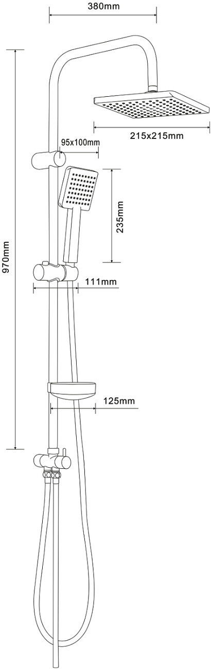 Душевая стойка с верхним душем с держателем и мыльницей хром Stworki "Флом" FL-04cr - изображение 2
