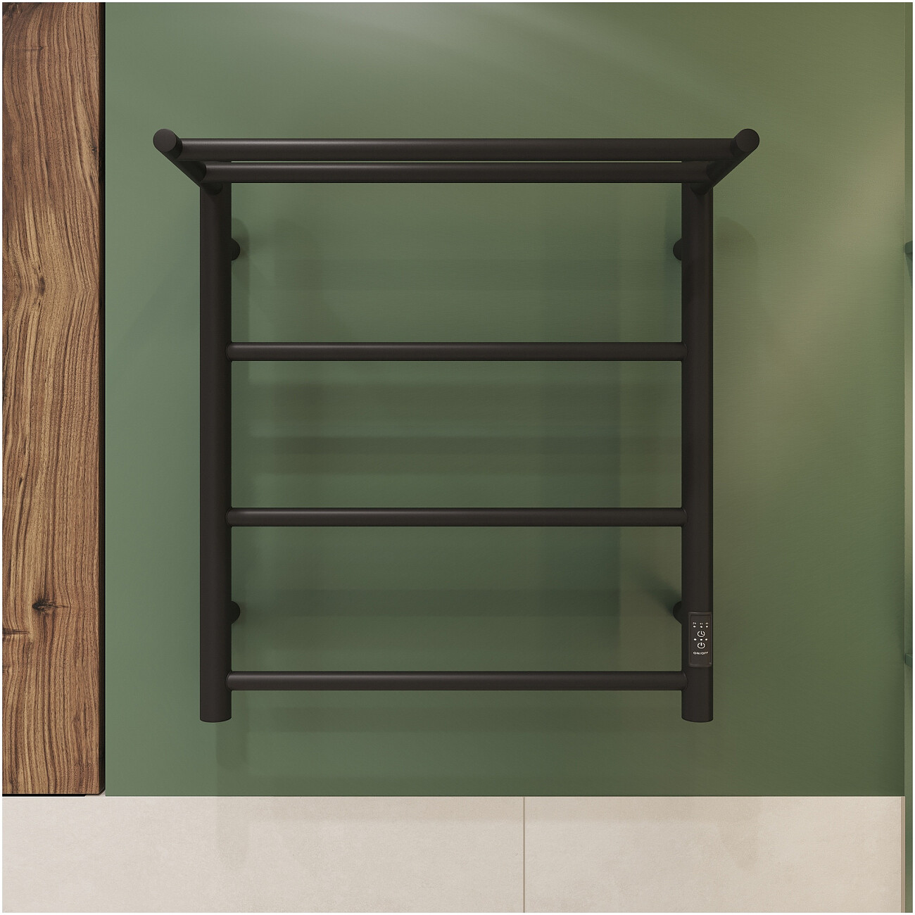 Полотенцесушитель электрический 60х50 см с полкой черный Ewrika "Сафо PN"  4657812418644 - изображение 7