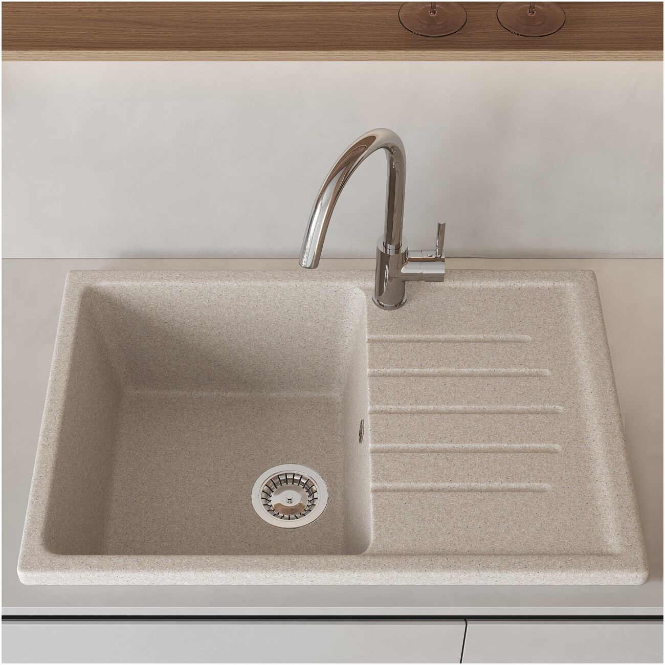 Мойка кухонная песочная Domaci "Болонья" М-16-004 - изображение 7