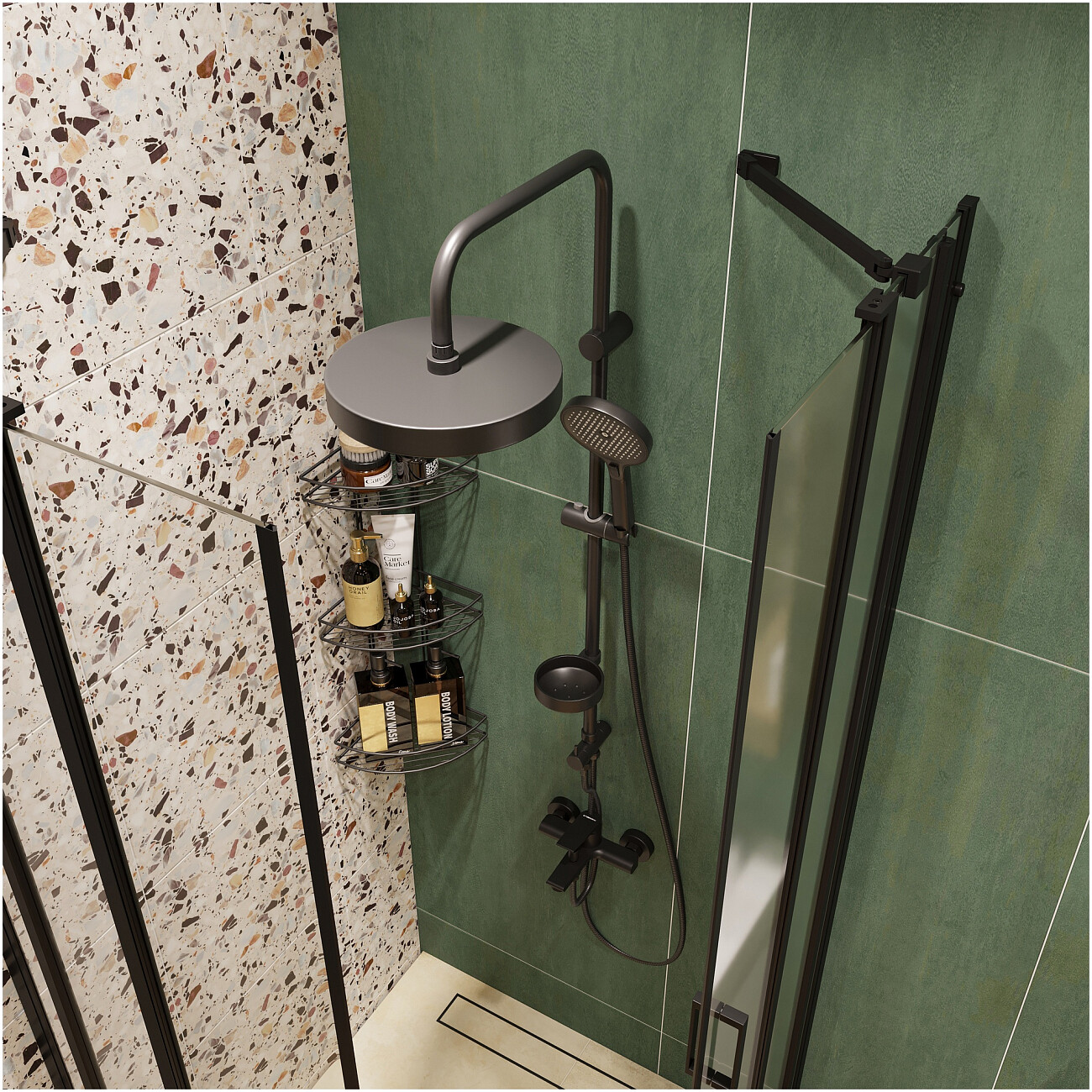 Душевая стойка с верхним душем черная Stworki "Монтре" S30180BK - изображение 8