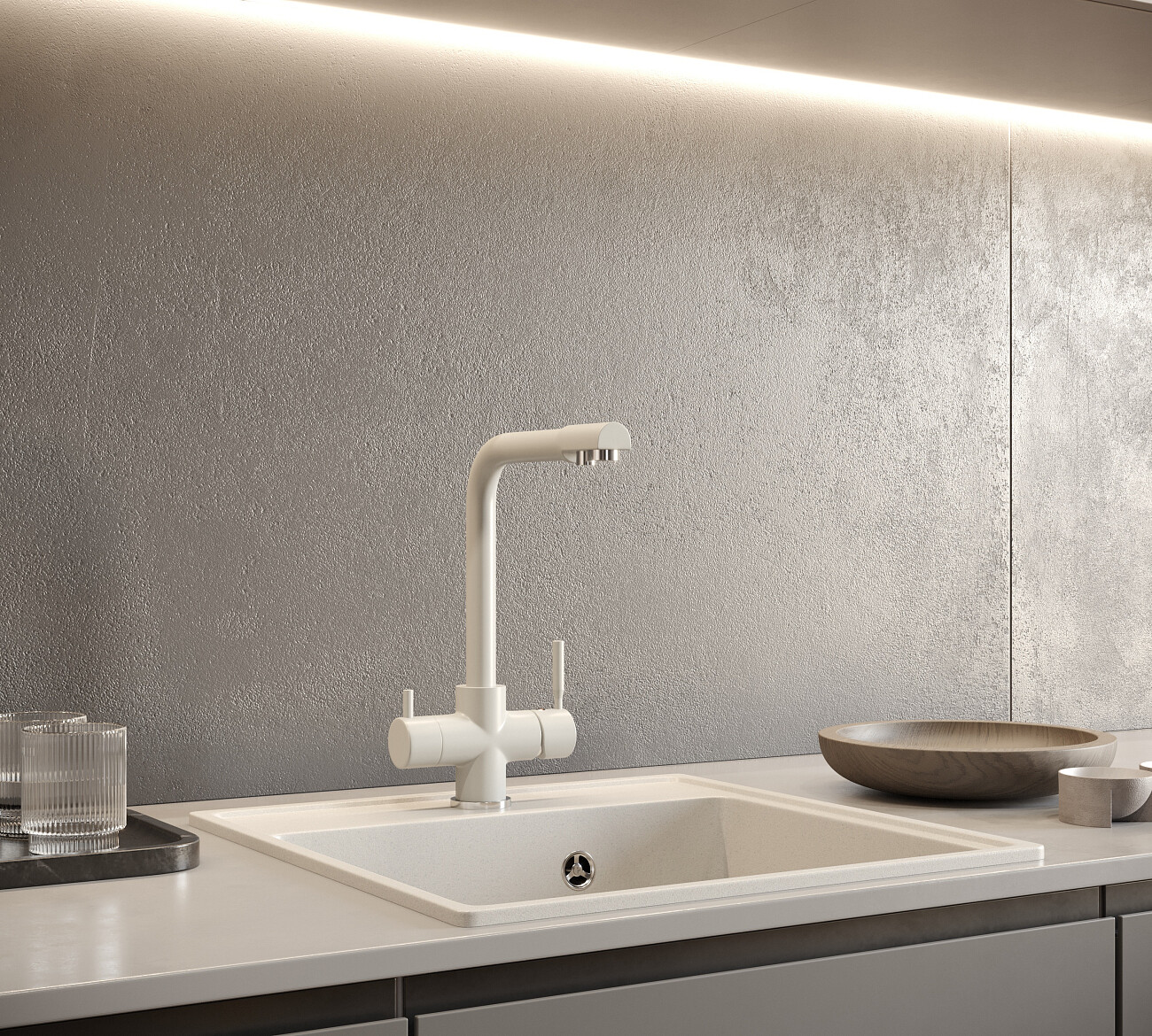 Смеситель для кухни однорычажный с изливом для фильтрованной воды жасмин Domaci "Солерно" UQ-016-01 - изображение 3