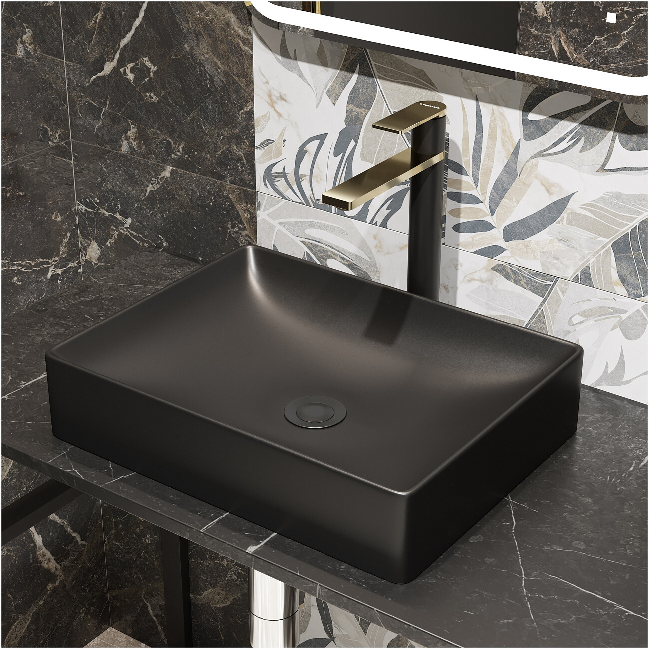 Смеситель для раковины однорычажный черный, золотой Stworki "Олланд" S01020BG - изображение 6