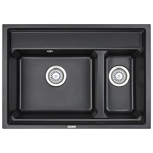 Мойка кухонная двойная кварцевая прямоугольная черная Granula KS-7302 черный