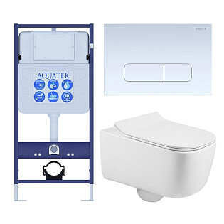 Унитаз Aquatek &quot;Лугано&quot; AQ2002-00 с инсталляцией Standard INS-0000012, с кнопкой KDI-0000013