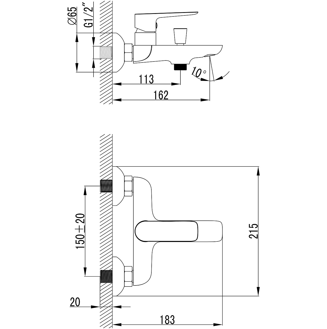 Смеситель для ванны с душем настенный хром Stworki "Сторвик" S14100CR - изображение 10