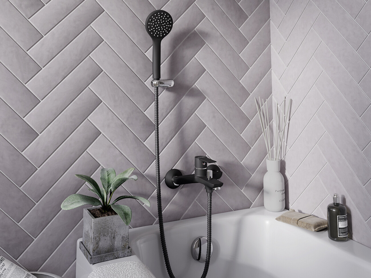 Смеситель для ванны с душем черный Stworki "Хельсинки" HFHS10030 - изображение 5