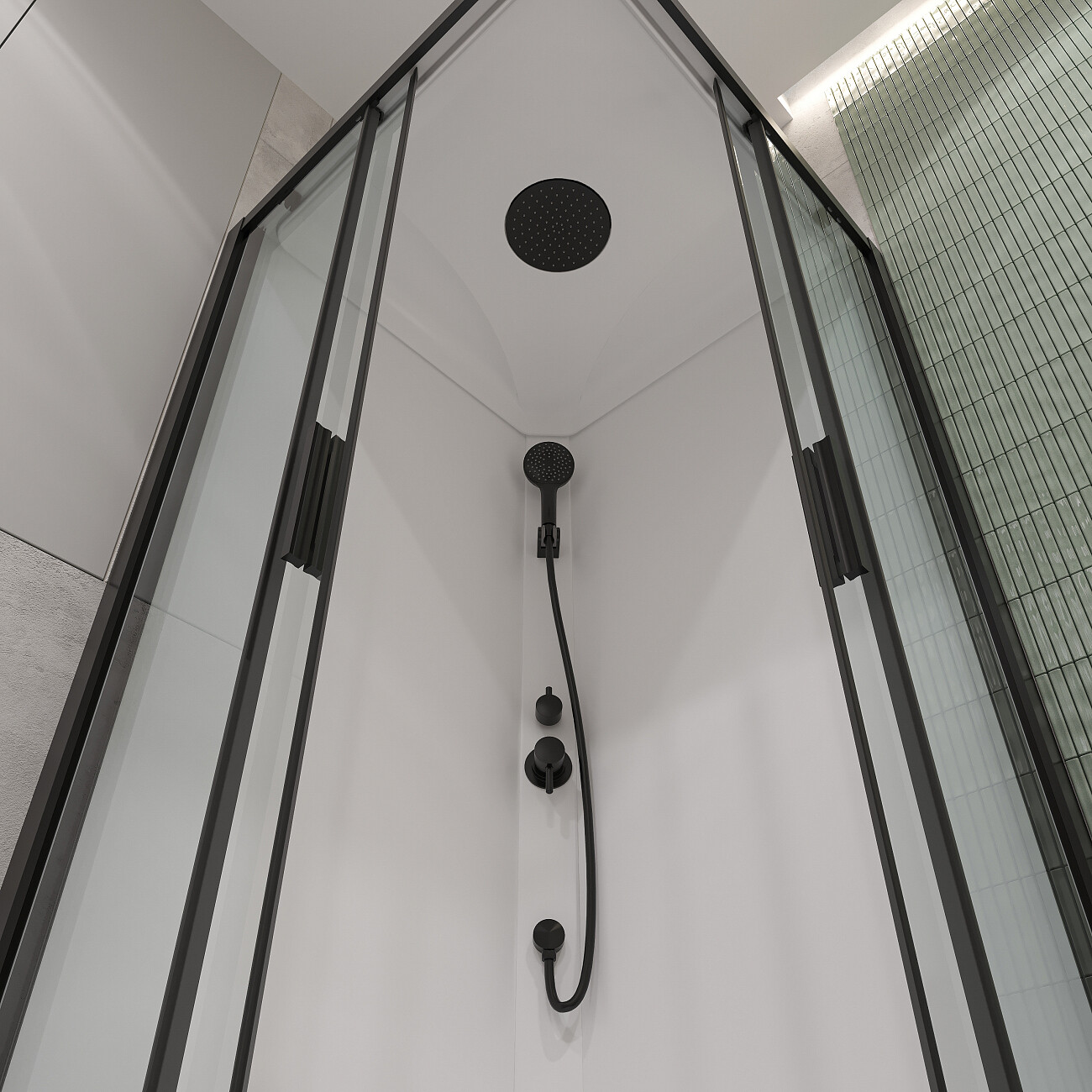 Душевая кабина квадратная с низким поддоном 90х90 см белая, черная Stworki "Кронборг" HWKC-403-090BT - изображение 6