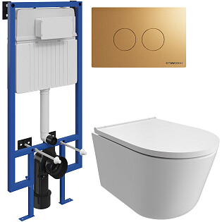 Унитаз подвесной Diwo &quot;Архангельск&quot; 0800 с инсталляцией Stworki 510162 и кнопкой &quot;Хельсинки&quot; 500474