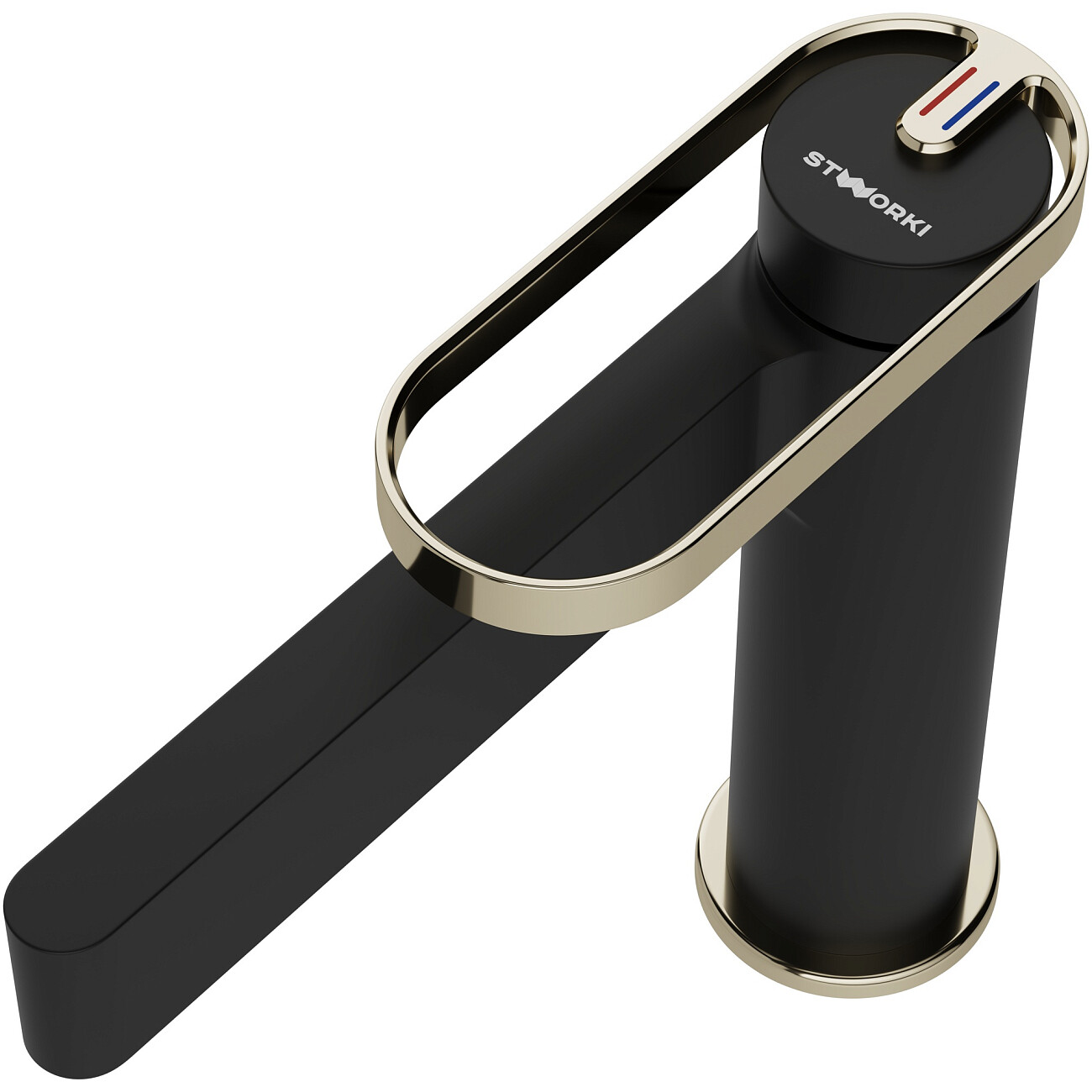 Смеситель для раковины однорычажный черный, золотой Stworki "Малунг" S11010BG - изображение 10