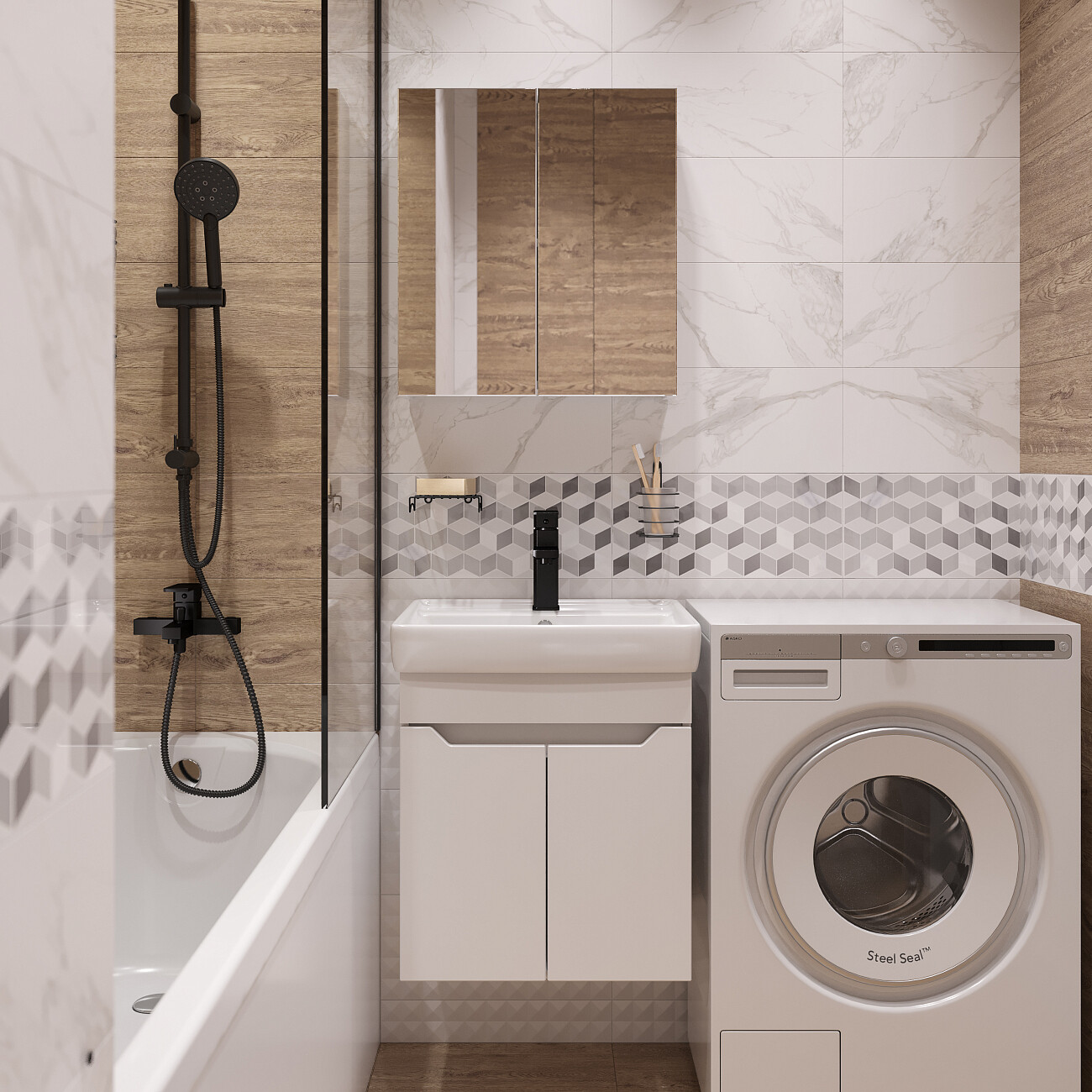 Смеситель для ванны с душем черный Diwo "Суздаль" SU-02b - изображение 6