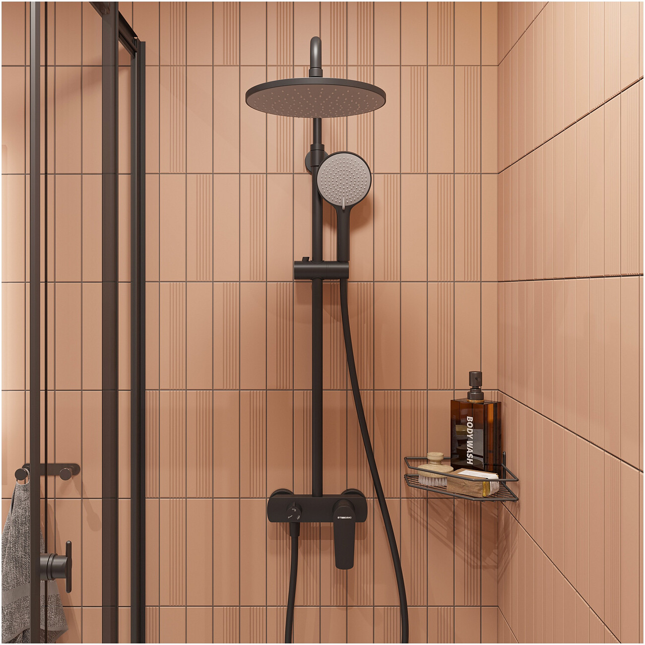 Душевая стойка с верхним душем черная Stworki "Вирклунд" S05170BK - изображение 7