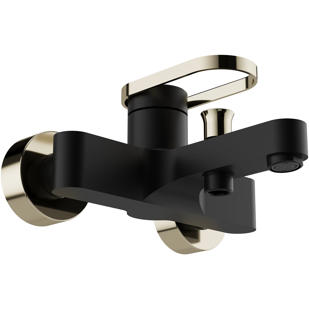 Смеситель для ванны с душем настенный черный, золотой Stworki "Малунг" S11100BG - изображение 8