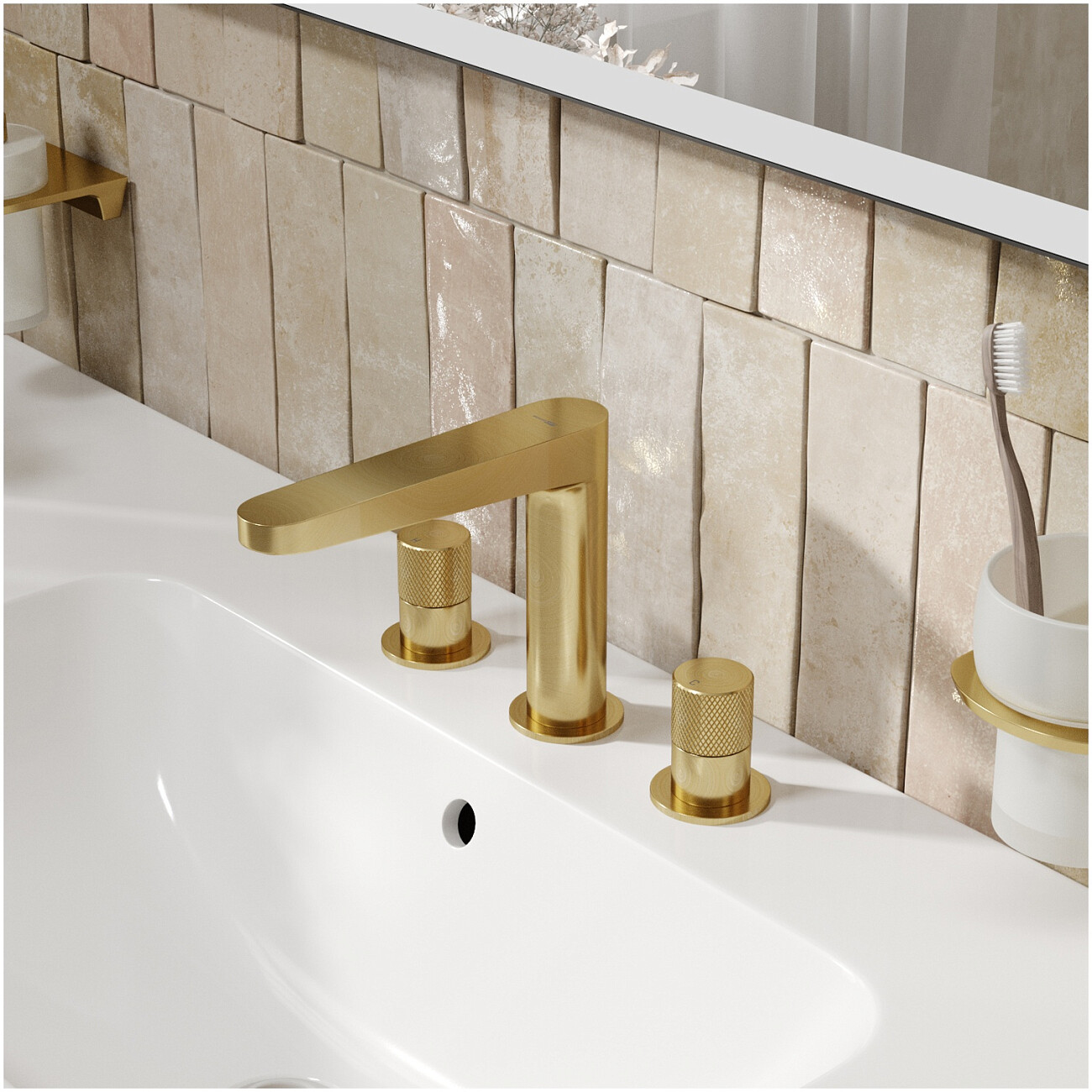 Смеситель для раковины встраиваемый из латуни золотой Wasserkraft 8235 - изображение 2