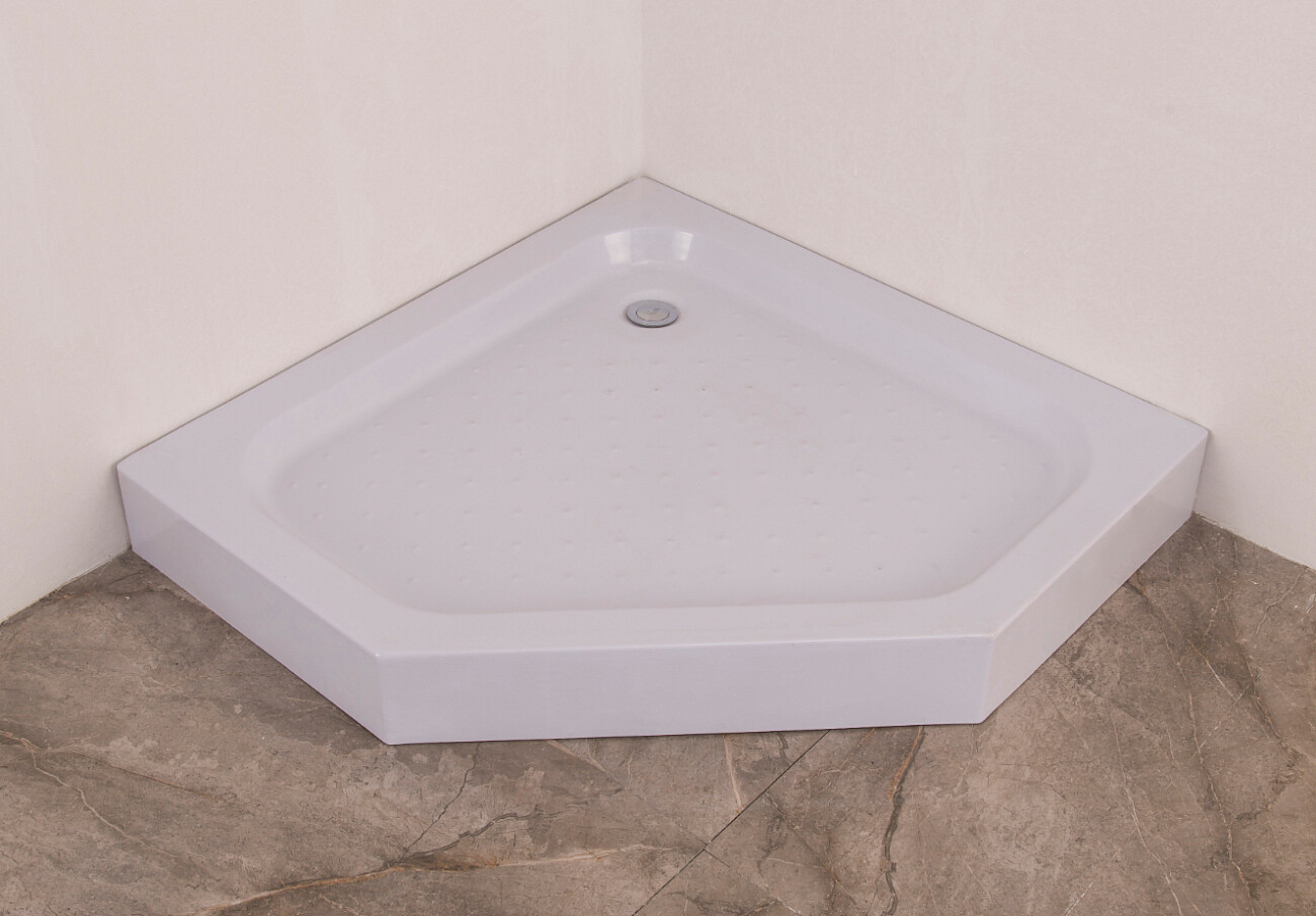 Душевой уголок пятиугольный с низким поддоном 90х90 см хром Diwo "Ростов" - изображение 4