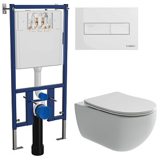 Унитаз подвесной Ceramicanova Long CN3015 с инсталляцией Diwo 4501, с кнопкой белой 7320