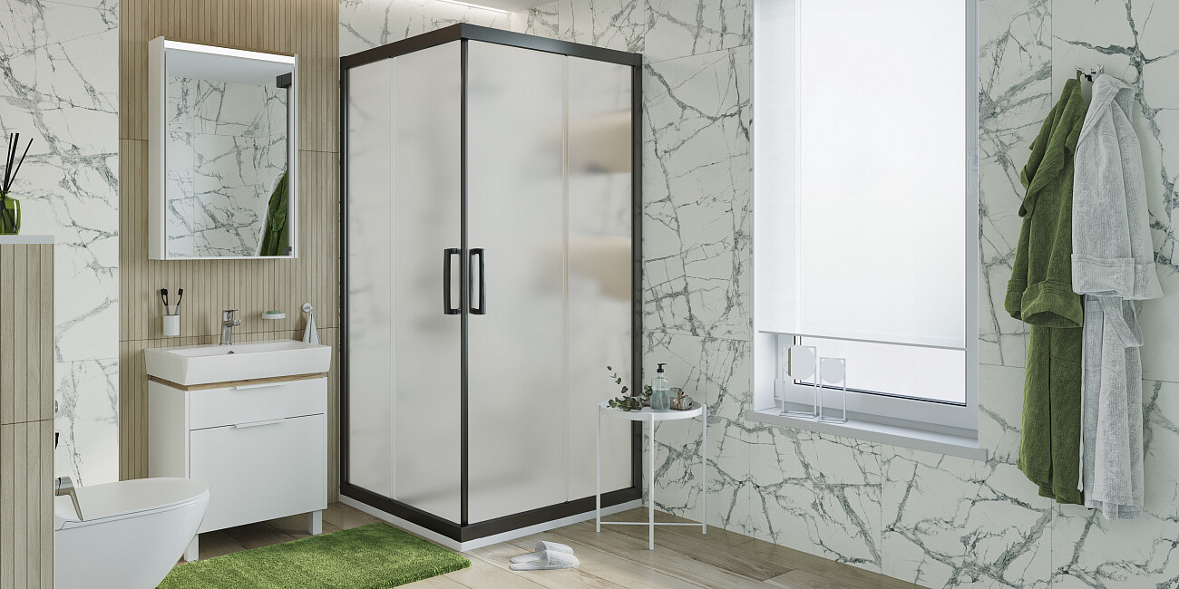Душевой уголок 120х120 см черный матовый, стекло матовое Stworki "Дублин" - изображение 2